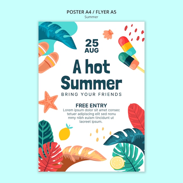 무료 PSD 여름 파티 포스터 템플릿