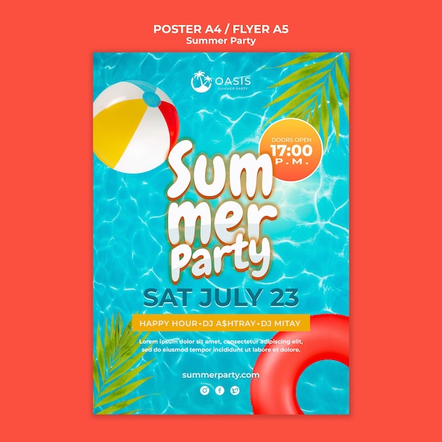 無料PSD 夏パーティー テンプレート デザイン