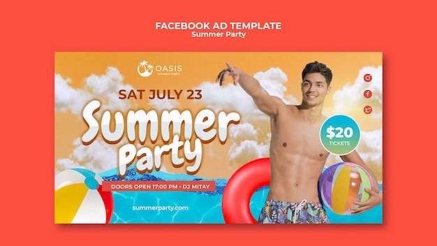 Free PSD summer party template design