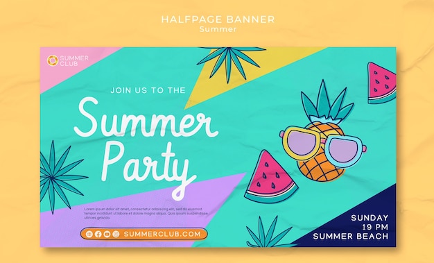 Free PSD summer party template design