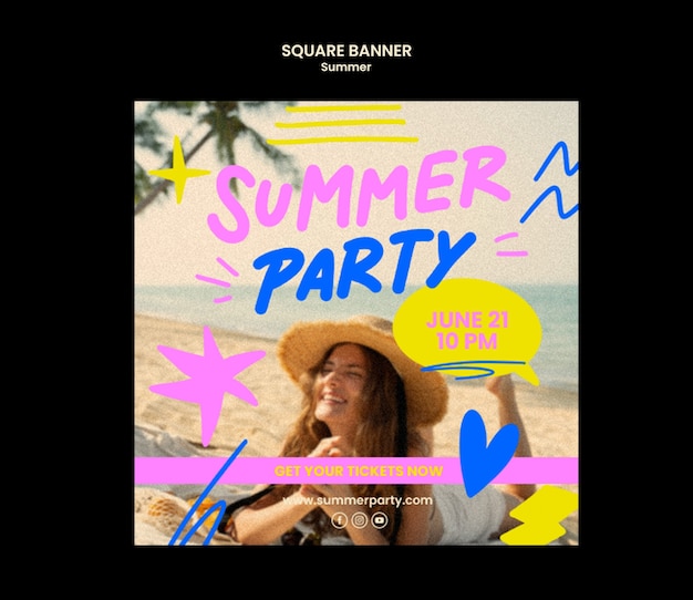 Free PSD summer party template design