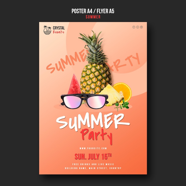 Free PSD summer poster or flyer template