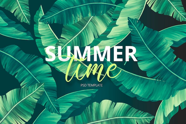 summer print template with hand painted leaves