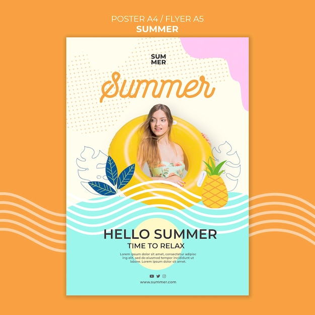 Summer print template with photo