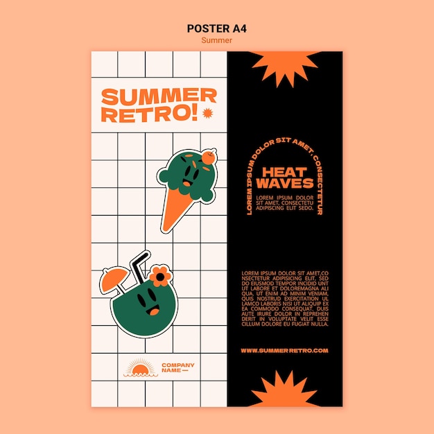 Free PSD summer retro poster template