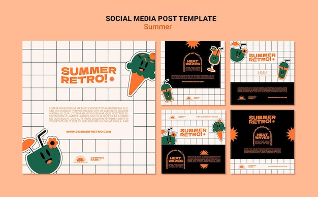 Free PSD summer retro social media post template