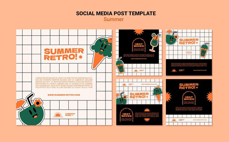 Free PSD summer retro social media post template