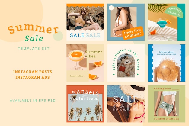 Free PSD summer sale ad psd set for social media