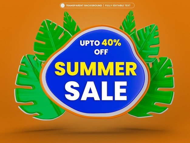 Summer sale banner hot season discount poster with tropical leaves