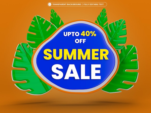summer sale banner hot season discount poster with tropical leaves