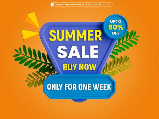 Summer sale banner hot season only for one week concept