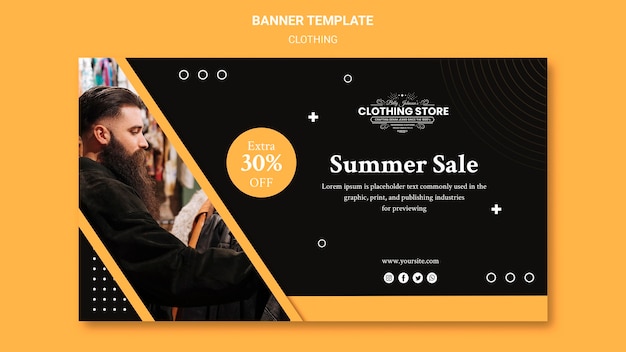 Summer Sale Clothing Store Banner Template Free PSD Download