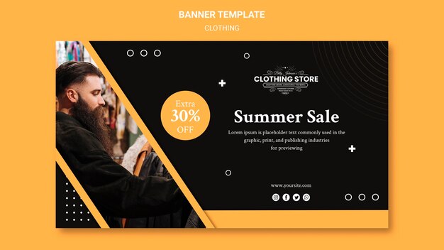 Summer sale clothing store banner template