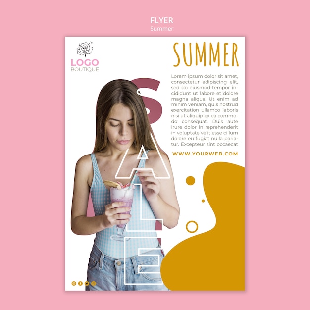 Free PSD summer sale flyer template with photo