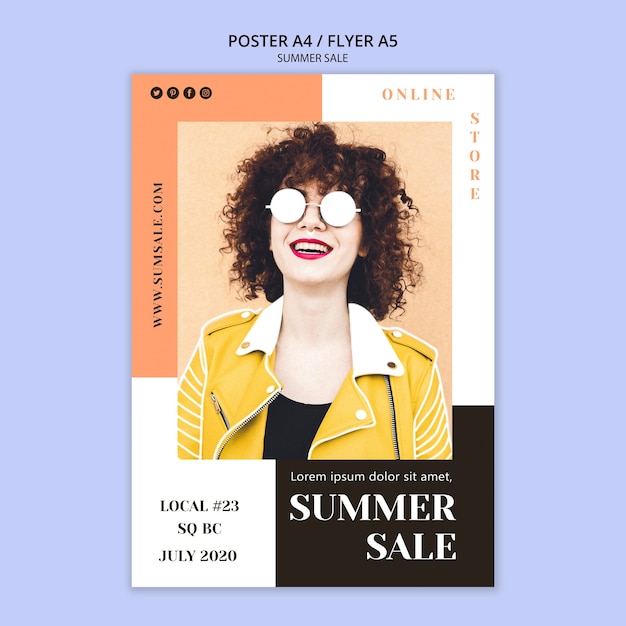 Free PSD summer sale poster template