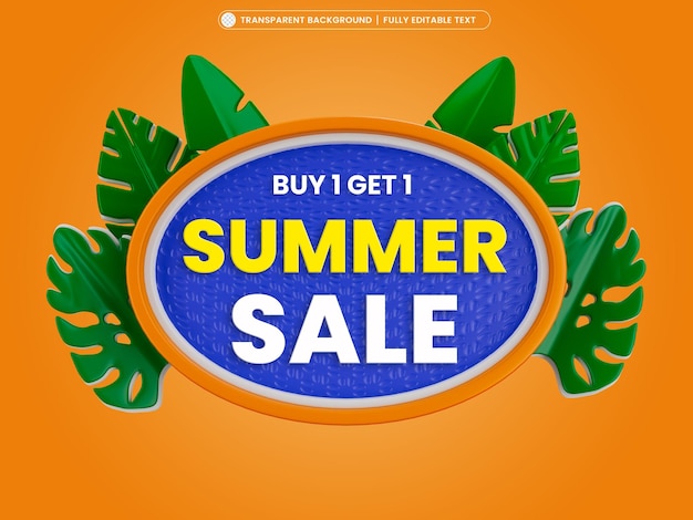 Free PSD summer sale promotion buy 1 get 1 free with summer decoration