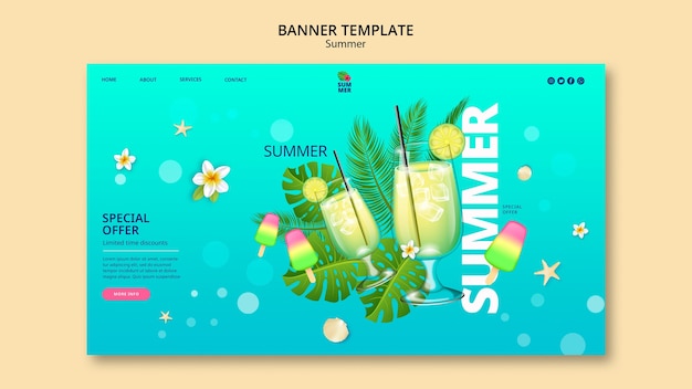 무료 PSD 여름 세일 템플릿 디자인