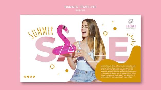 Free PSD summer sale template with picture