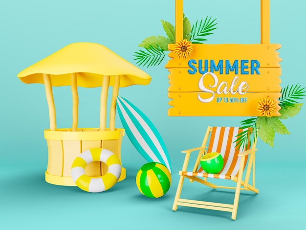 Free PSD summer sale up to 50 percent off social media post banner template