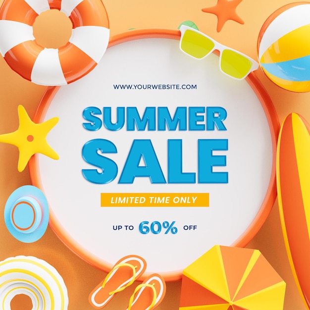 Summer sale up to 60 percent off social media post template