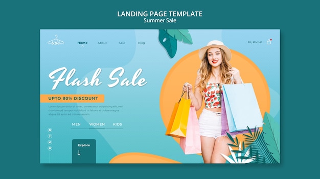 Free PSD summer sales landing page template