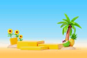 Free PSD summer sales podium background