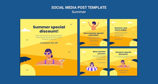 PSD gratuito post sui social dei saldi estivi summer