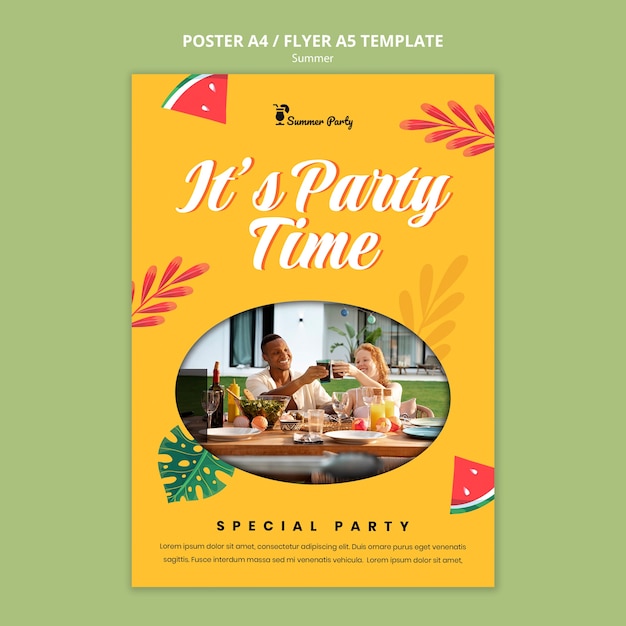 Summer season flyer with leaves