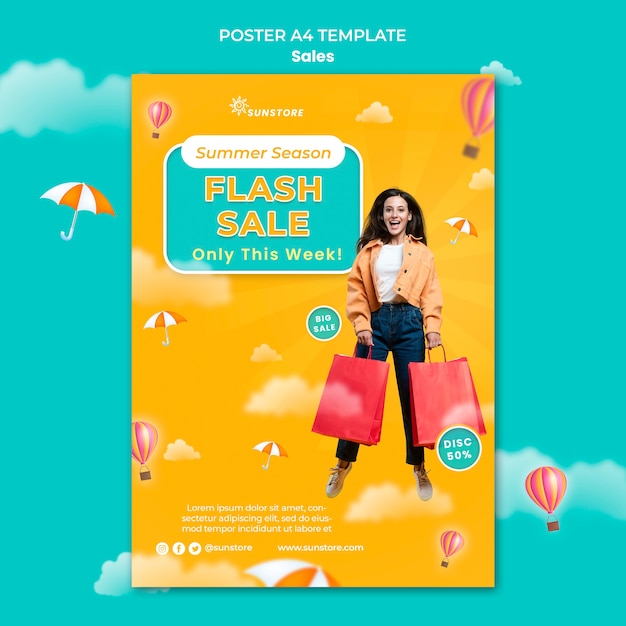 Summer season sale poster template