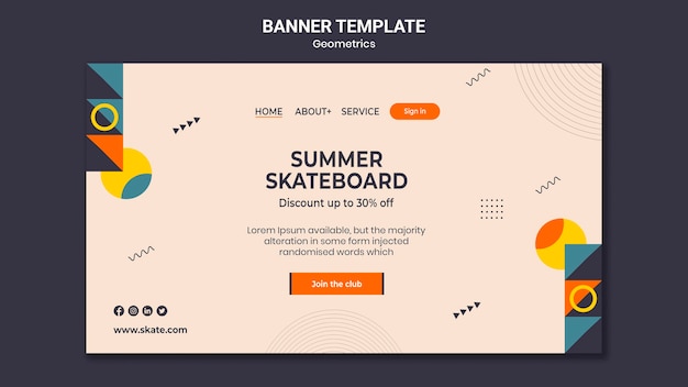 PSD gratuito modello di banner di skateboard estivo