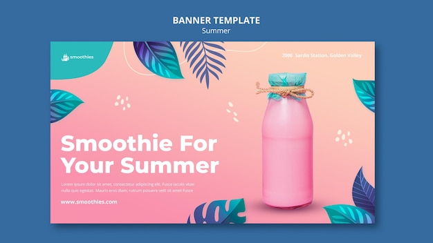 Summer smoothie banner template