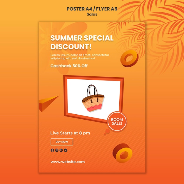 무료 PSD 여름 특별 할인 포스터 템플릿
