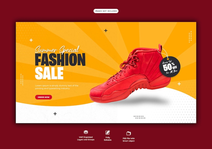 Free PSD summer special fashion sale web banner template