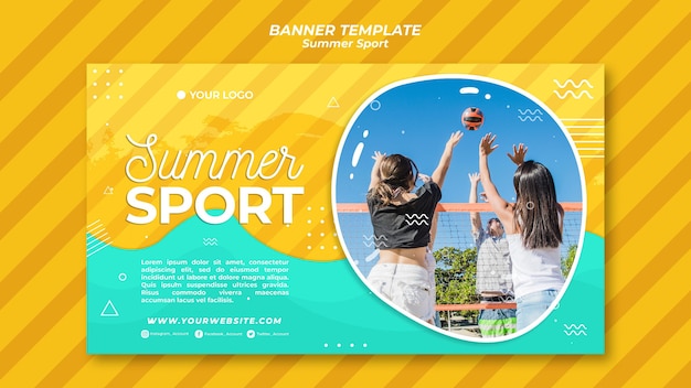 Free PSD summer sport banner template concept