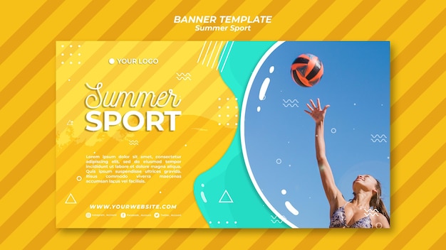 PSD gratuito concetto di modello di banner sport estivi