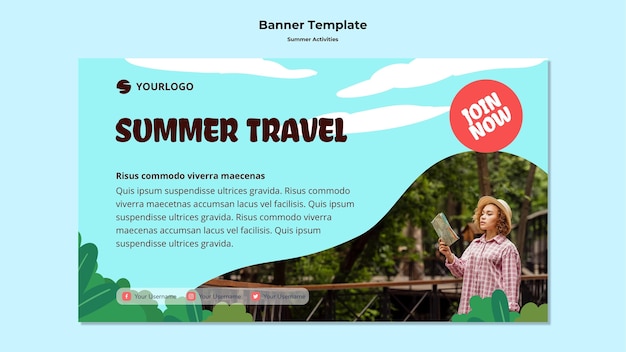 Free PSD summer travel banner template