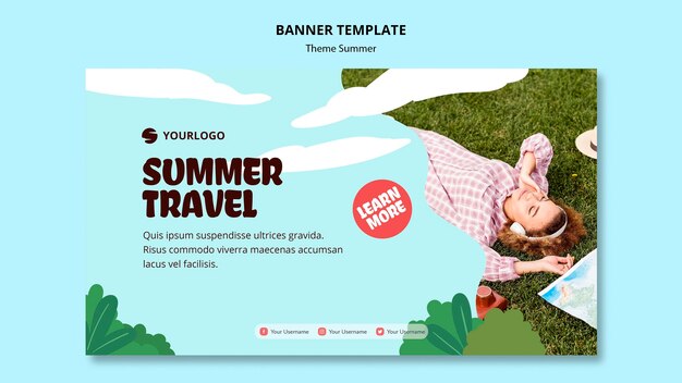 PSD gratuito modello di banner di viaggio estivo