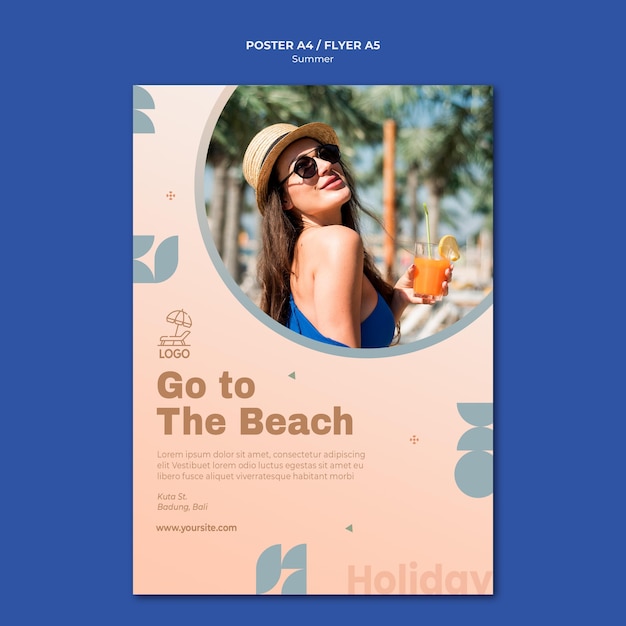 無料PSD 夏の旅行チラシテンプレート