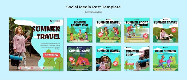 Free PSD summer travel social media post template