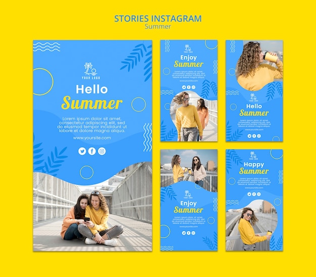 Free PSD summer with friend instagram stories