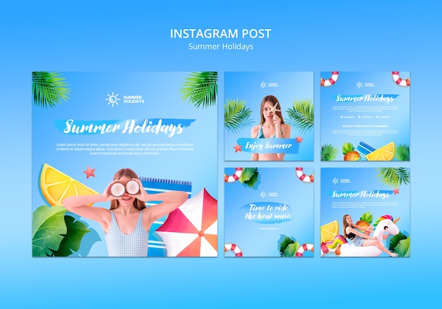 Free PSD summertime celebration instagram posts