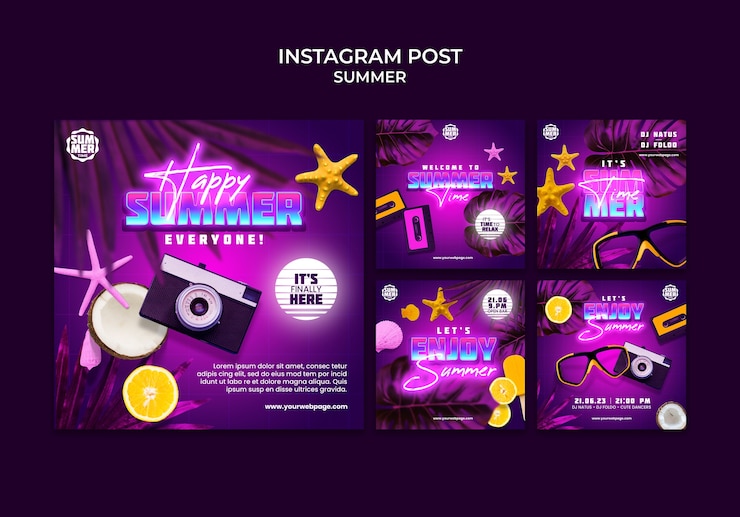 Free PSD summertime celebration instagram posts