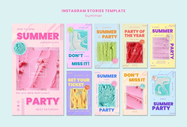 PSD gratuito storie di instagram per le celebrazioni estive