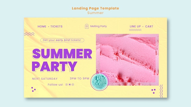 Free PSD summertime celebration landing page