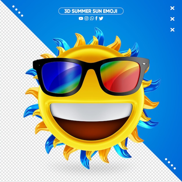 免费的PSD太阳emoji夏天眼镜