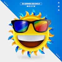 PSD gratuito emoji del sole con occhiali estivi