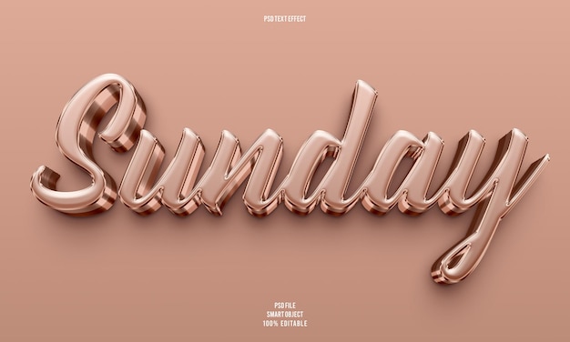 Free PSD sunday 3d editable text effect