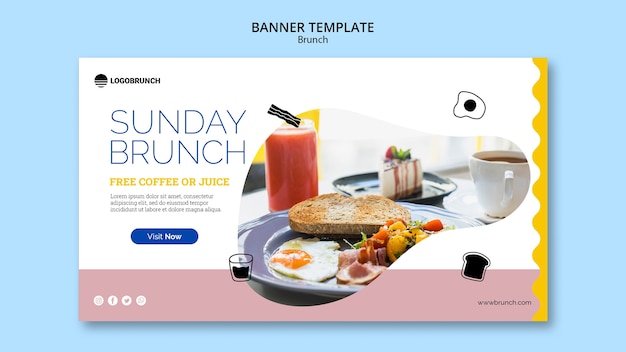 PSD gratuito modello della bandiera di brunch della domenica