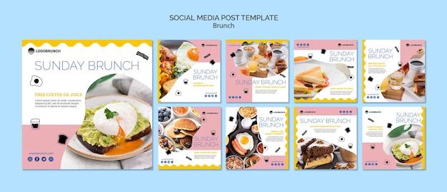 Sunday brunch food social media post template