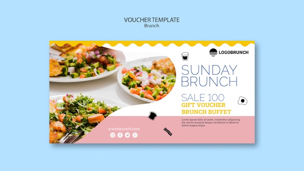 Free PSD sunday brunch food voucher template